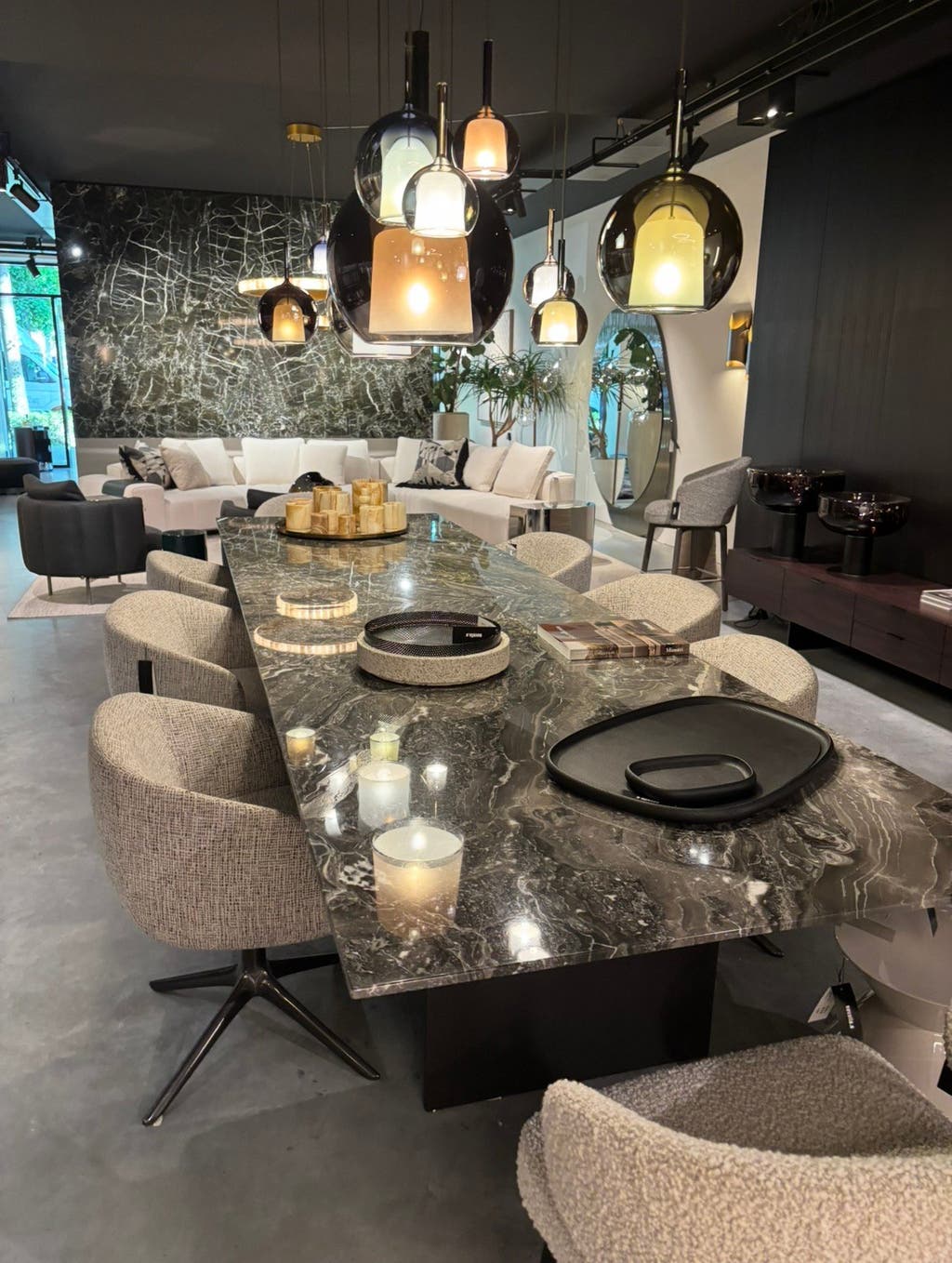 Minotti Linha Dining Table 115x400cm Grigio Orobico Marmer