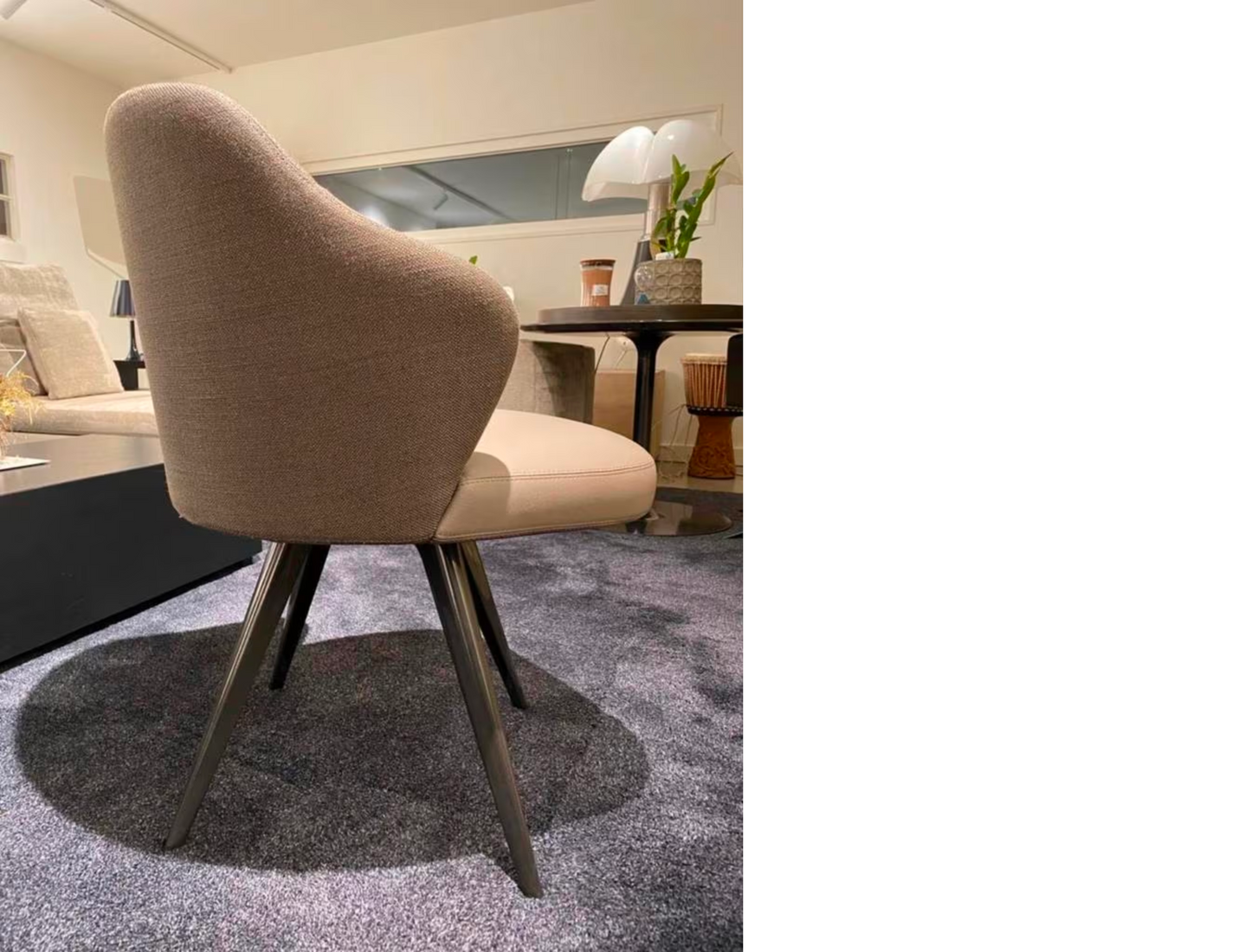 6 x Minottti Leslie Esszimmerstühle, halb Stoff/Leder, Aspen