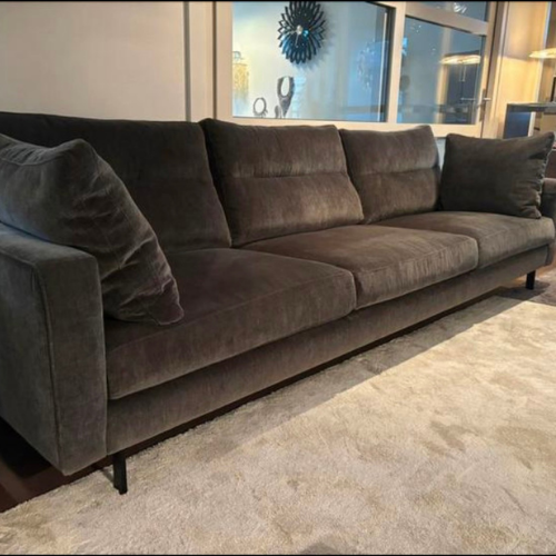 Enzo Luca bank Ombra 290cm + Pouf topcomfort velours stof