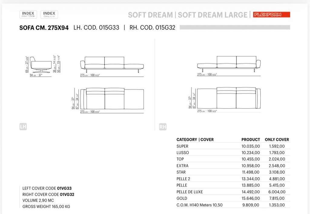 Flexform Softdream hoekbank – Ermo Olive, stof categorie Extra – foto 6