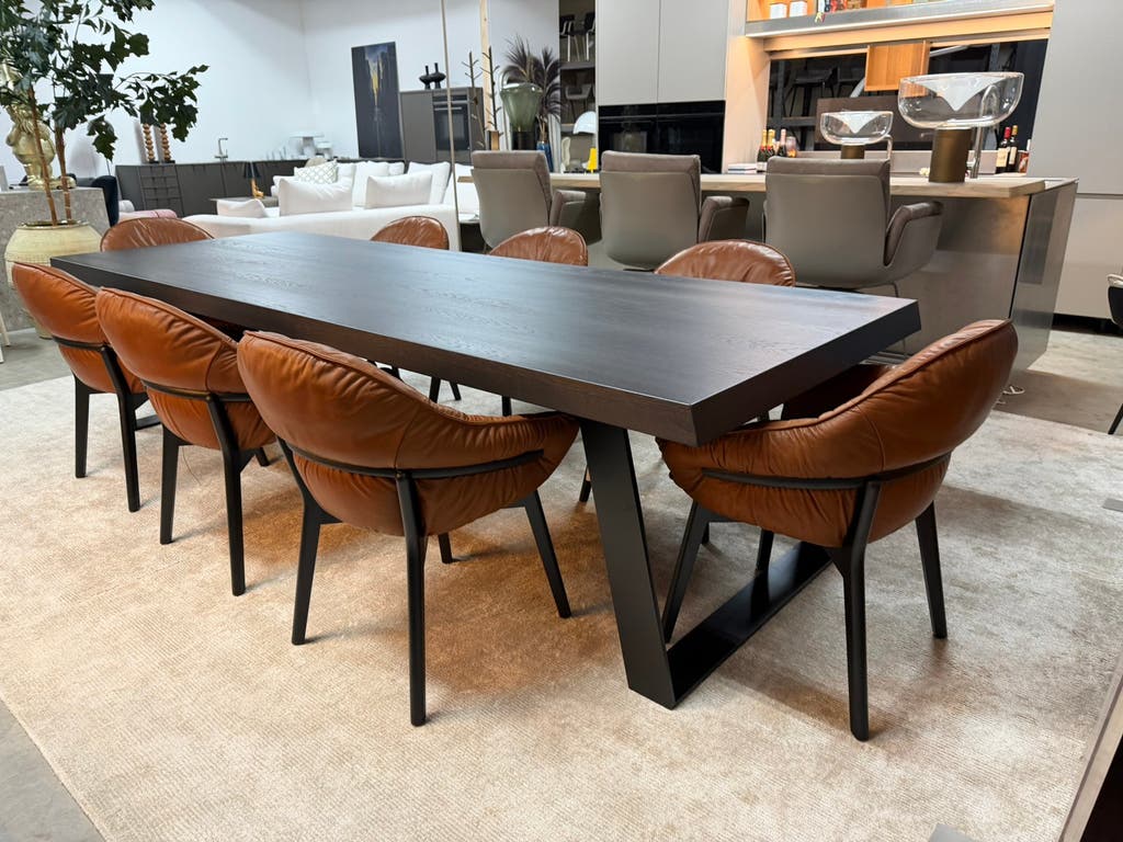 Freifrau Marie fauteuils – cognackleurig Adorra leer, 8 stuks – foto 8