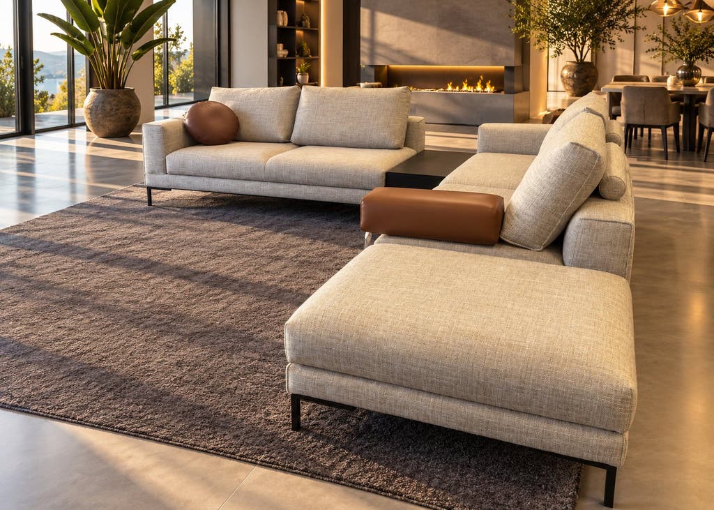 Design on Stock Aikon Lounge hoekbank – leren kussens en tafel – foto 2