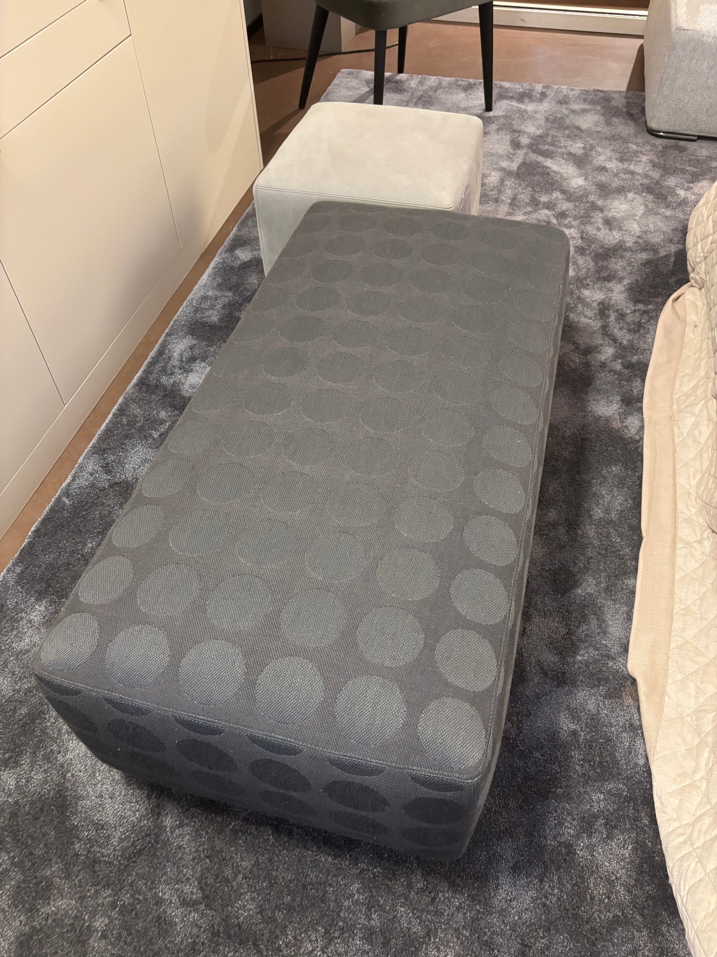 Minotti Damier Pouf/Ottoman combination fabric/leather