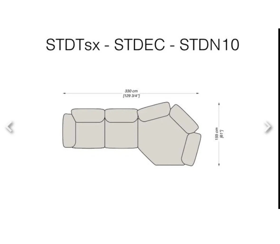 Edra Standard modular sofa, fabric T, 3 modules
