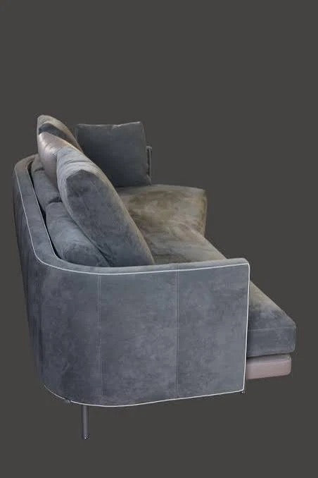 Minotti Torii 250 cm Sofa + Hocker Leder / Wildleder