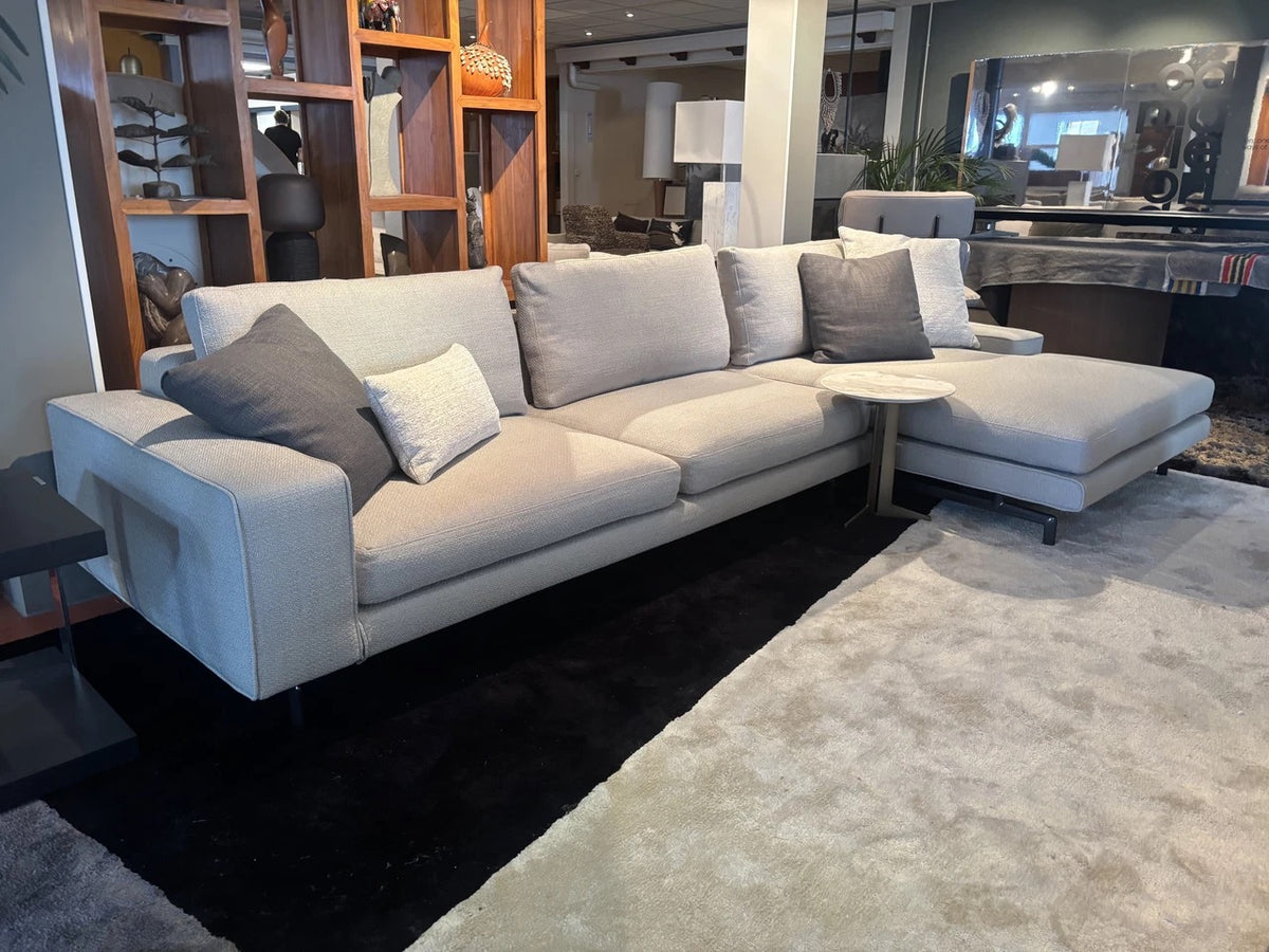 Minotti Sherman hoekbank 106x350x142cm in stof Norton