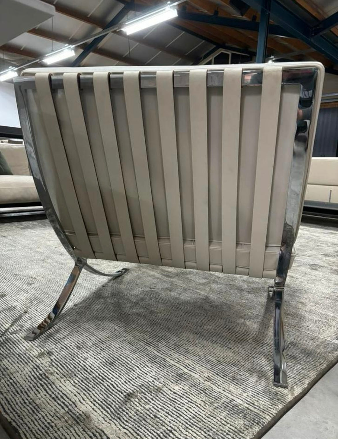 Original Knoll Barcelona chair off White leather