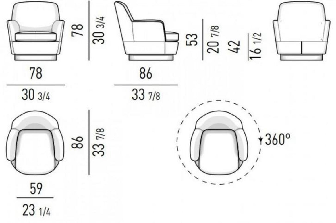 Minotti Jacques swivel armchairs show model