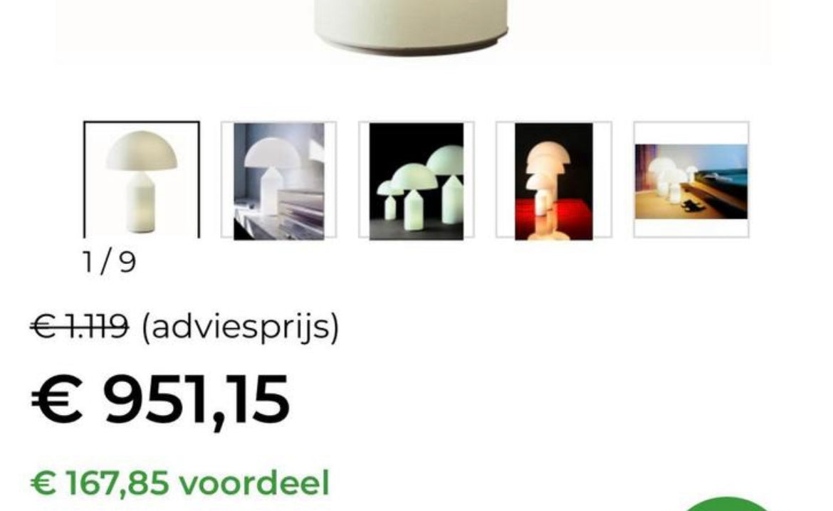 Oluce Atollo tafellamp Opaal glas Medium hoogte 50cm