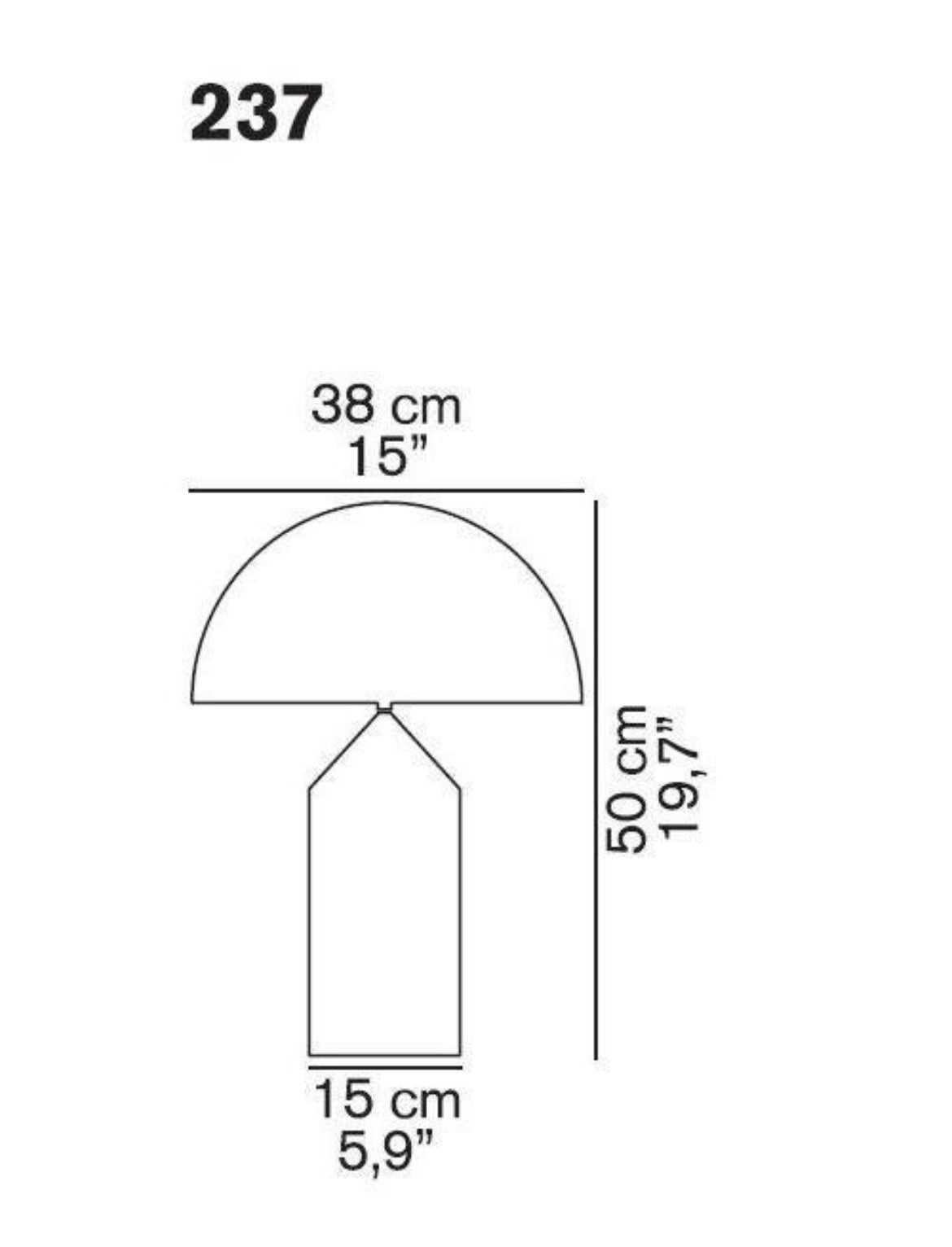Oluce Atollo tafellamp Opaal glas Medium hoogte 50cm