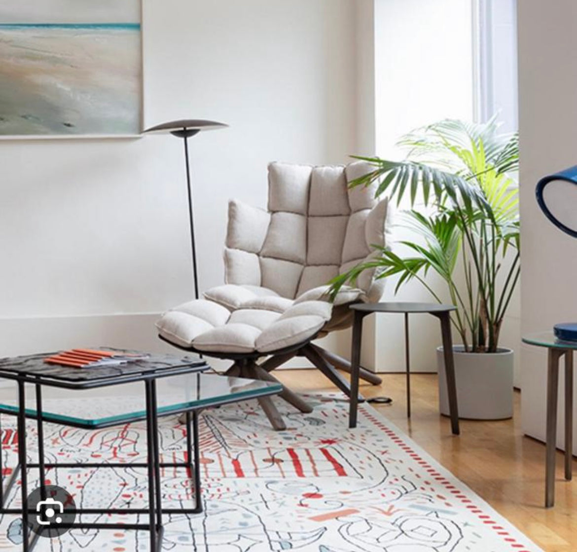 B&B Italia Husk Lounge chair + Ottoman stof cat. Astro 207