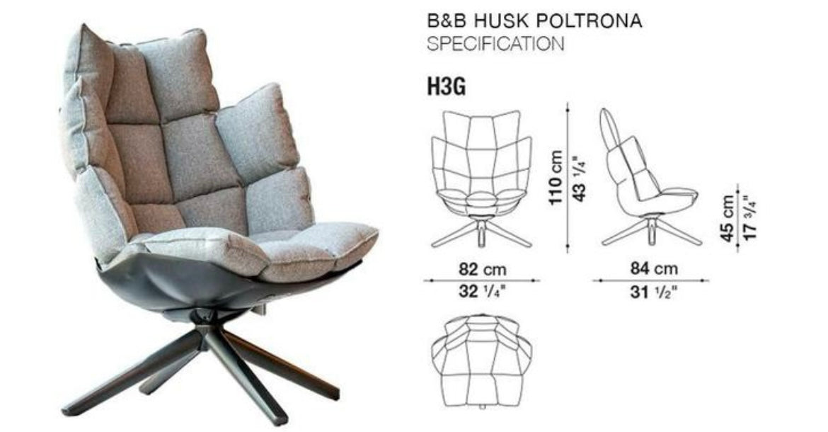B&B Italia Husk Lounge chair + Ottoman stof cat. Astro 207