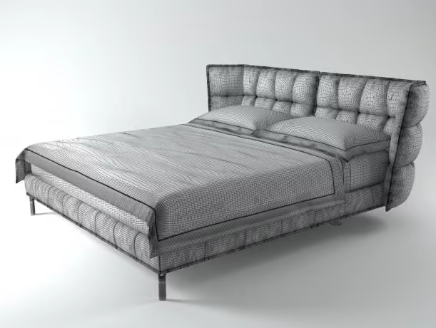 B&B italia husk italiaans design bed uitgevoerd in stof cat.A Adria mosgroen