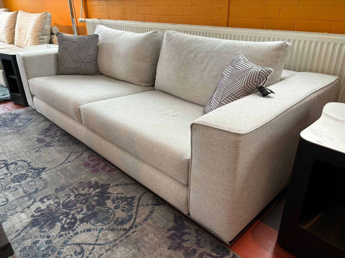 Minotti Hamilton Ecksofa aus Pitti Corda Stoff grau/ecru 104x235cm