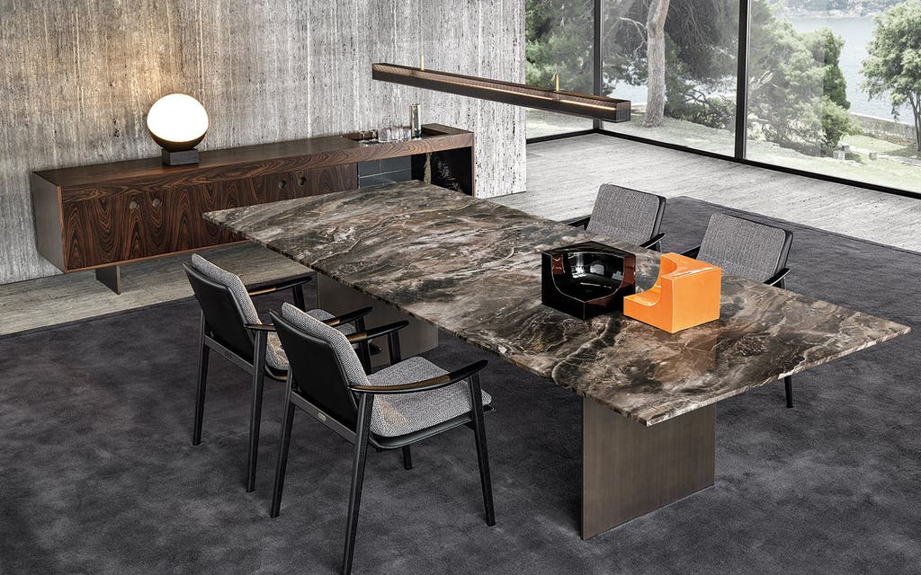 Minotti Linha Dining Table 115x400cm Grigio Orobico Marmer