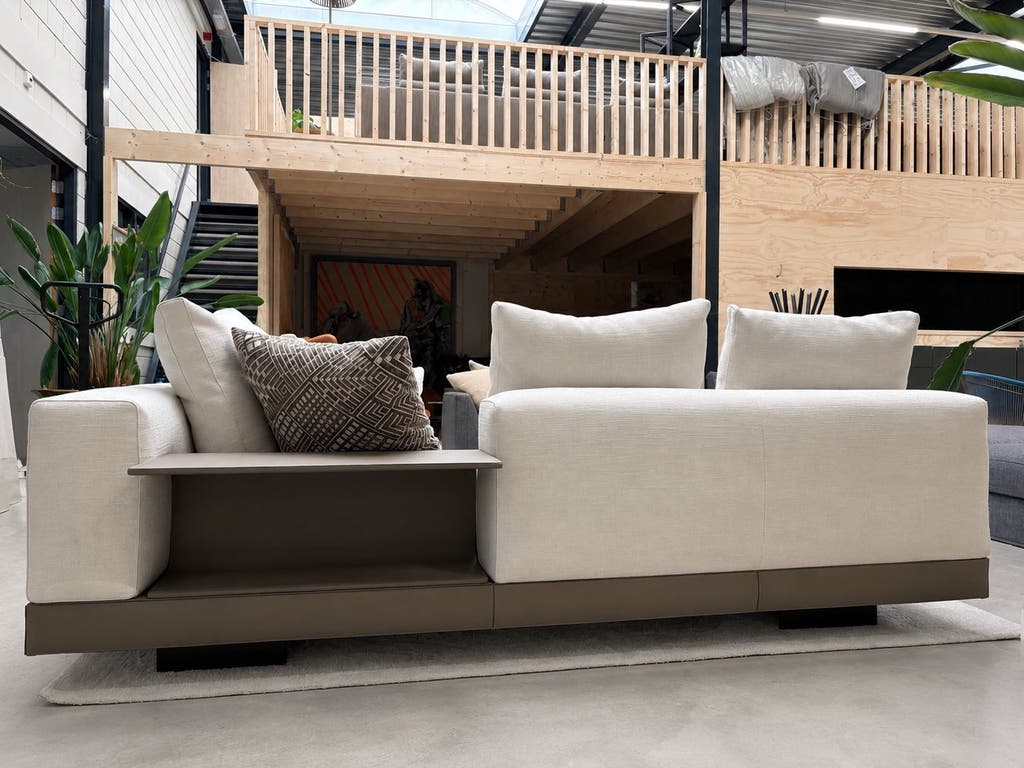 Minotti Connery modulaire hoekbank – ecru Aspen stof en leer – foto 6