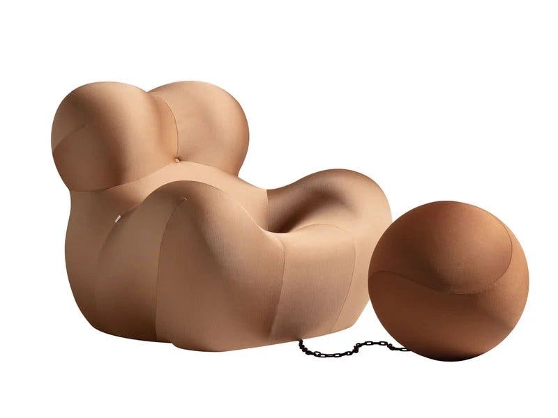 B&B Italia UP fauteuil met poef – Limited Edition Oro – foto 2