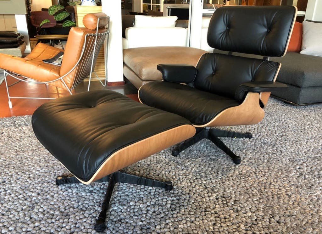 Vitra Lounge Chair met Ottoman – premium zwart leer – foto 2