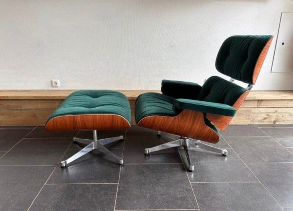 Vitra Lounge Chair XL en Ottoman – palissander en Calma stof – foto 11