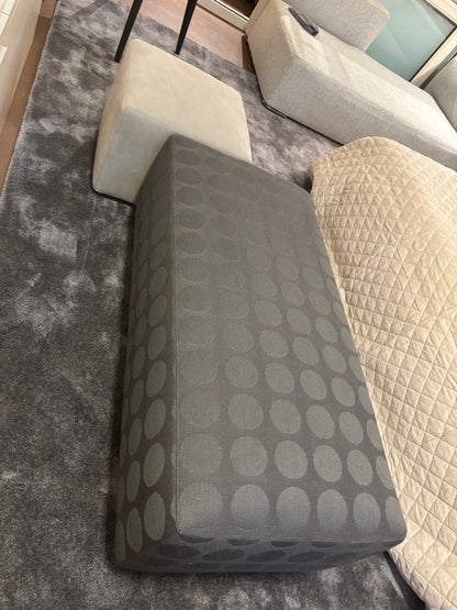 Minotti Damier Pouf/ Ottoman combi stof/ leder