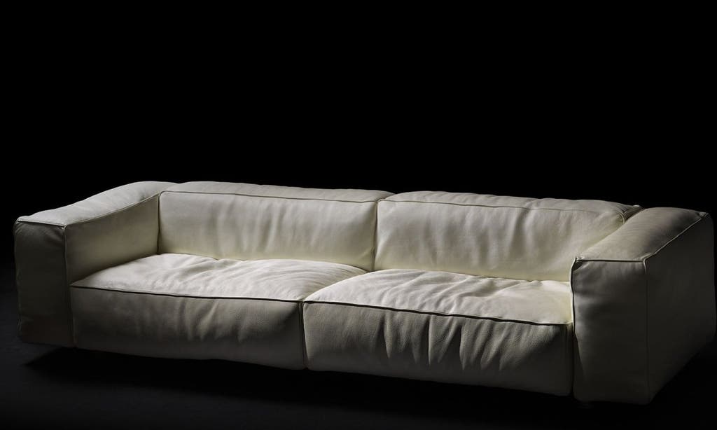 Edra Kahn bank – wit buffelleer, 110 × 290 cm – foto 1