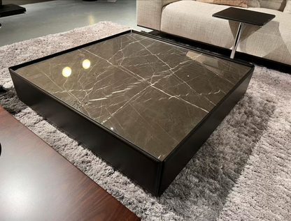 Minotti “Side” coffeetable salontafel marmer & Tuigleder