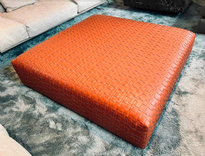 Flexform Bangkok 120x120cm gevlochten tuigleder cognac