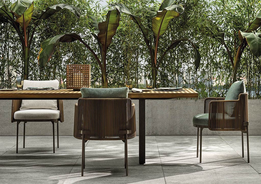 Minotti Quadrado outdoor tafel met zes Tape Cord stoelen – foto 2