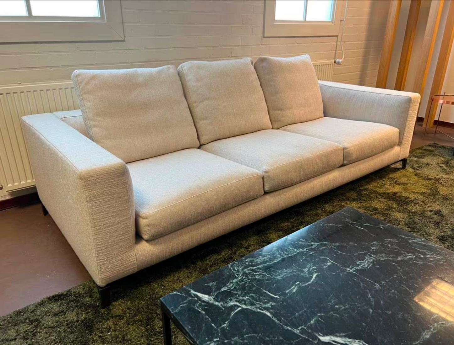 Zgan Minotti Andersen sofa 103x246cm in ecru beige fabric