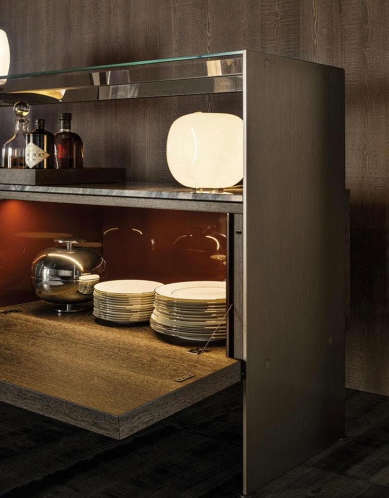 Minotti Carson dressoir – brons, marmer, glas en hout – foto 2