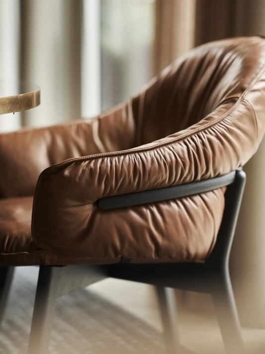 Freifrau Marie fauteuils – cognackleurig Adorra leer, 8 stuks – foto 2