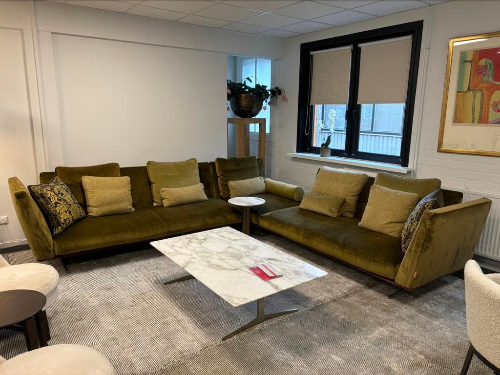 Flexform Evergreen hoekbank – mosgroen velours, 310 × 320 cm – foto 3