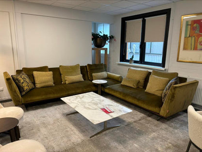 Flexform Evergreen hoekbank – mosgroen velours, 310 × 320 cm – foto 3