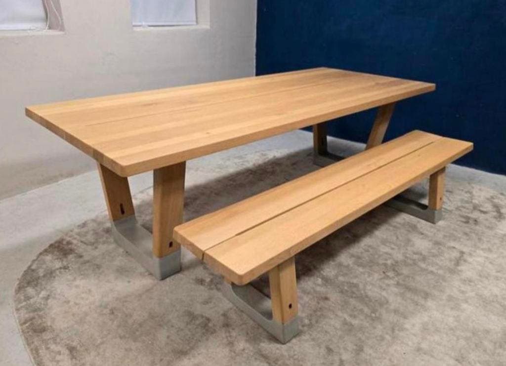 Arco Base eettafel – naturel eiken en beton, 100 × 240 cm – foto 2