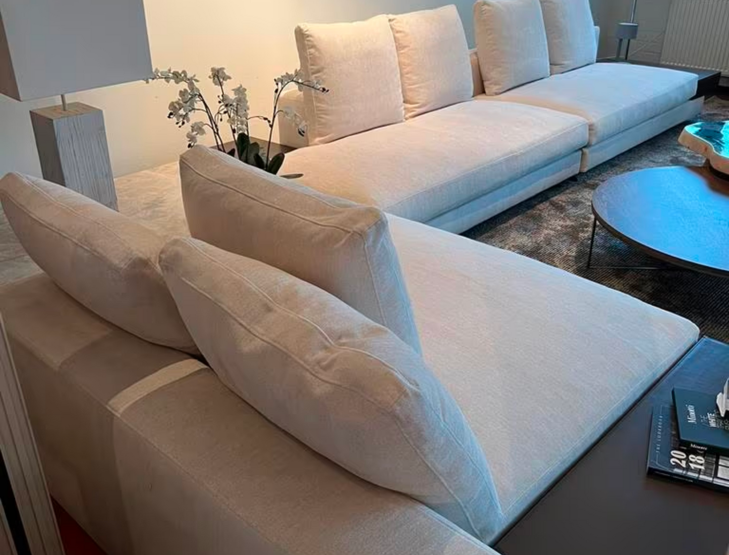 Minotti “White” Modular corner sofa fabric ecru