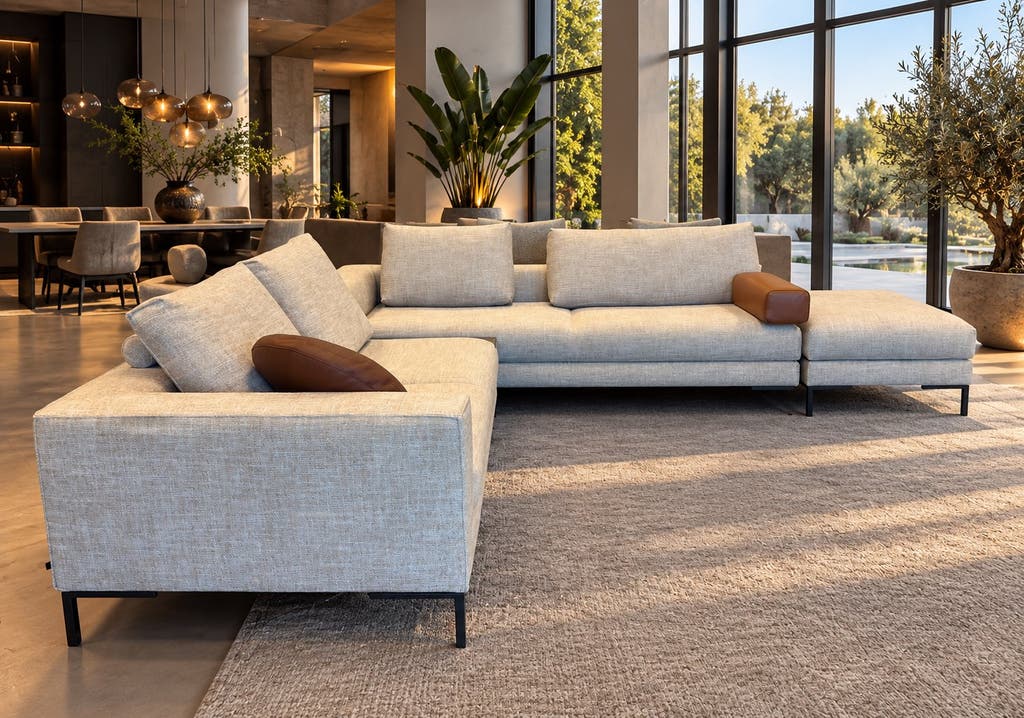 Design on Stock Aikon Lounge hoekbank – leren kussens en tafel – foto 3
