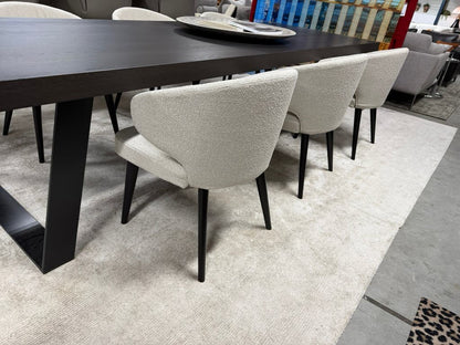 6 Minotti Aston Dining chairs stof cat G beige zand