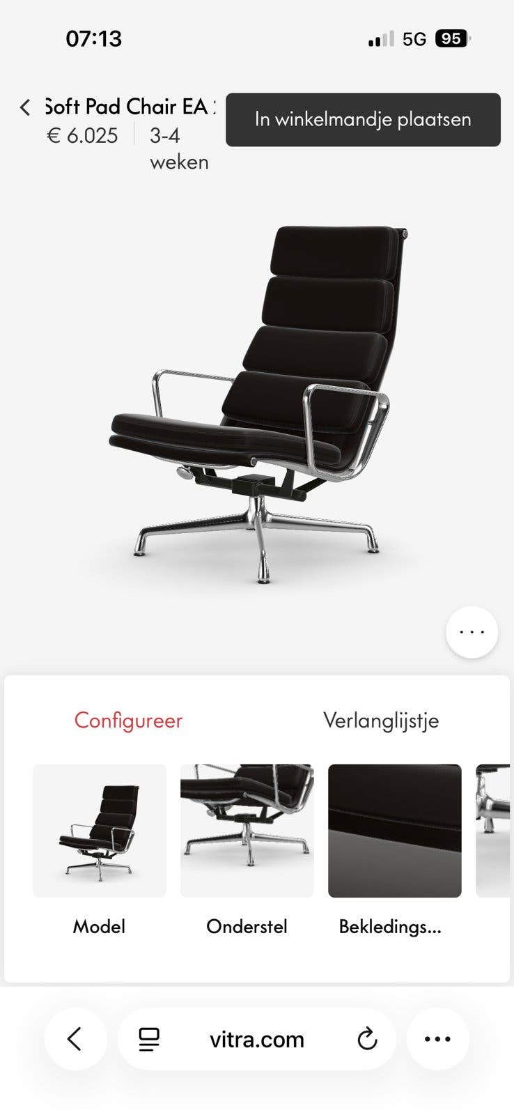 Vitra EA 222 fauteuil met EA 223 Ottoman – premium bruin leer – foto 6