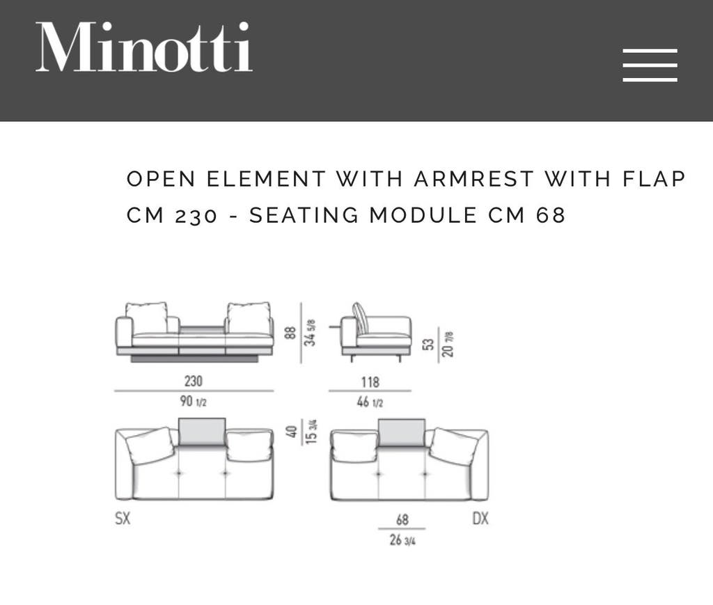 Minotti Connery modulaire hoekbank – ecru Aspen stof en leer – foto 8