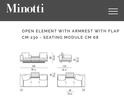Minotti Connery modulaire hoekbank – ecru Aspen stof en leer – foto 8