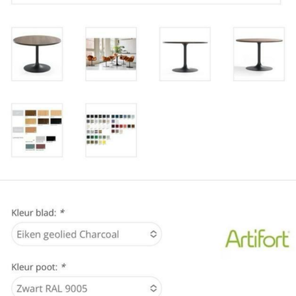 Artifort Eettafel 150cm rond massief gerookt eiken