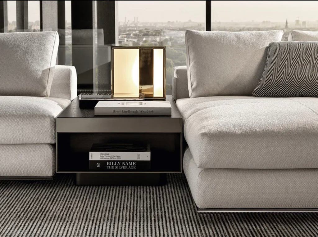 Minotti Elliott salontafel – staal, marmer en hout – foto 5