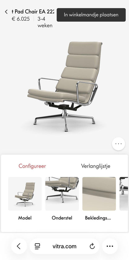 Vitra Eames Lounge Chair EA 222 – leer in Clay – foto 14