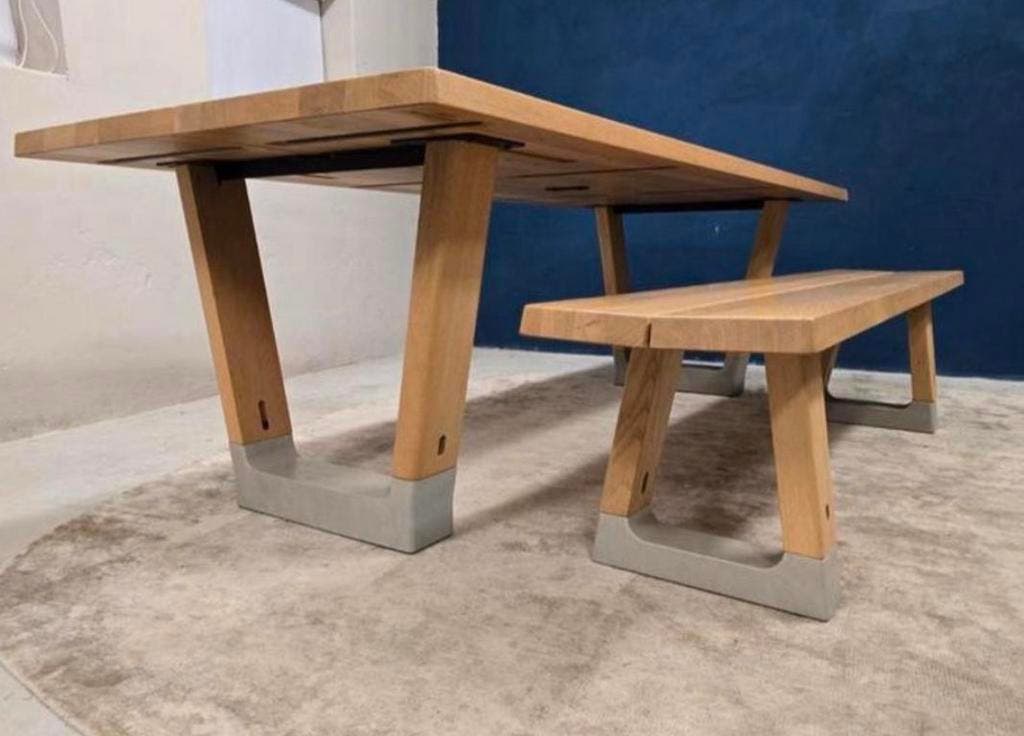 Arco Base eettafel – naturel eiken en beton, 100 × 240 cm – foto 3