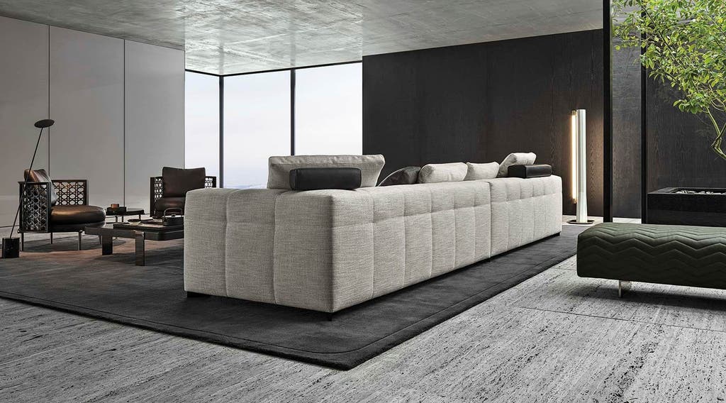 Minotti Blazer bank – 108 × 356 cm, leren hoofdsteunen – foto 3