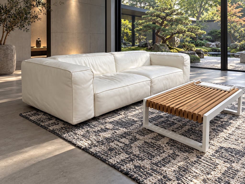 Edra Kahn bank – wit buffelleer, 110 × 290 cm – foto 5