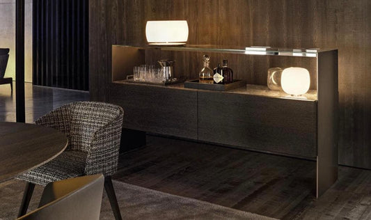 Minotti Carson dressoir – brons, marmer, glas en hout – foto 1