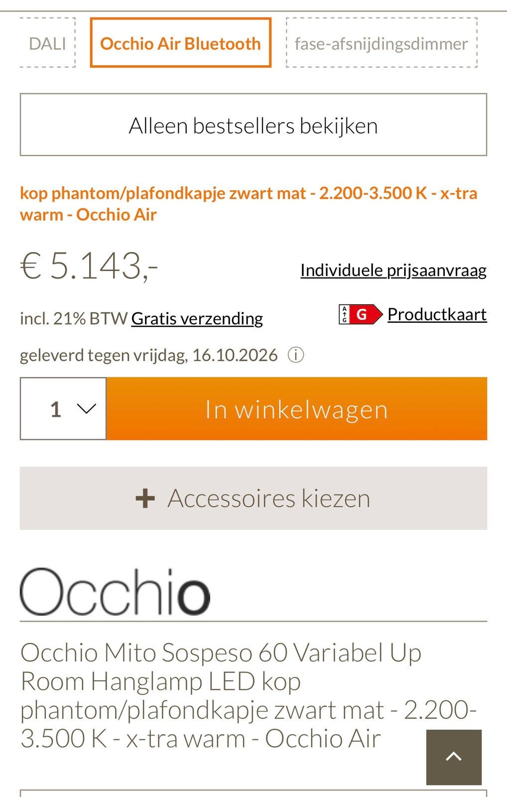 Occhio Mito Sudpeso Variabel up 60 Phantom np € 5.143,-