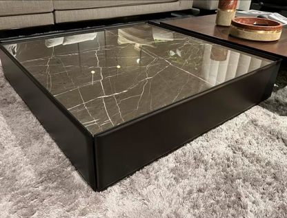 Minotti “Side” coffeetable salontafel marmer & Tuigleder