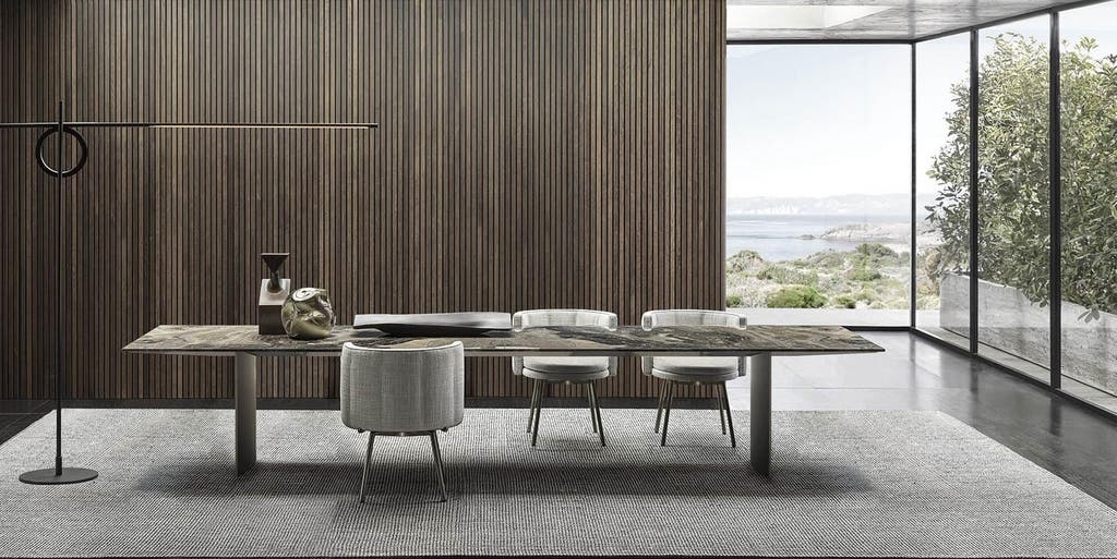 Minotti Linha Dining Table 115x400cm Grigio Orobico Marmer